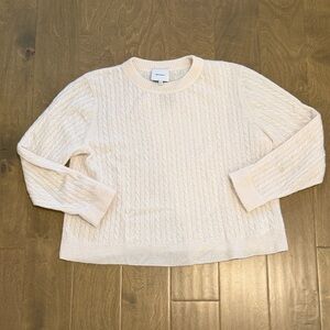 Reformation Cream Cable Knit Cashmere Crewneck Sweater